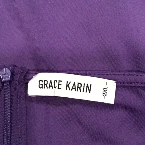 Grace Karin Purple Ruched Surplice Bodycon Midi Dress 2X - Picture 7 of 14